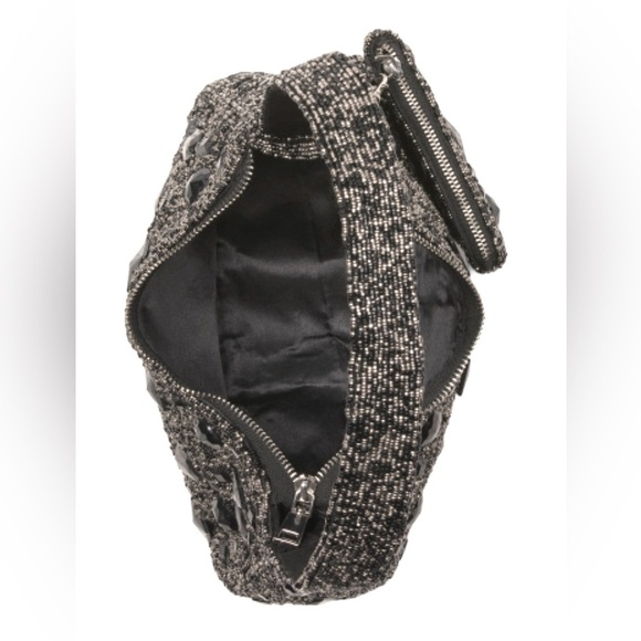 🖤🩶🖤 MADE IN INDIA BEAUTIFUL Black Beaded Shoulder Bag With Coin Purse🖤🩶🖤NWT - Picture 5 of 17